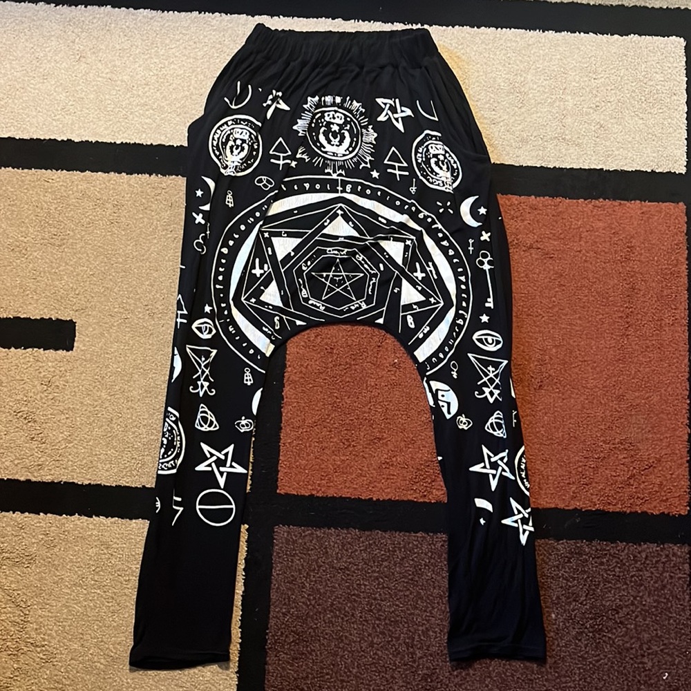 🌟Spiritual unisex low hanging crotch leggings / pockets on both sides / black